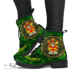 Irish Alley Coat of Arms Family Crest Ireland Leather Boots Celtic Tree Boots