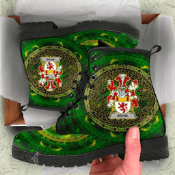 Irish Bryne or Brinn Coat of Arms Family Crest Ireland Leather Boots Celtic Tree Boots