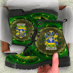 Irish Connellan or O Connellan Coat of Arms Family Crest Ireland Leather Boots Celtic Tree Boots
