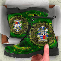 Irish Dodwell Coat of Arms Family Crest Ireland Leather Boots Celtic Tree Boots