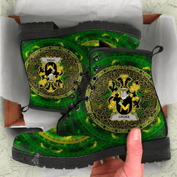 Irish Croke Coat of Arms Family Crest Ireland Leather Boots Celtic Tree Boots