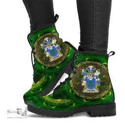 Irish Cotter or MacCotter Coat of Arms Family Crest Ireland Leather Boots Celtic Tree Boots