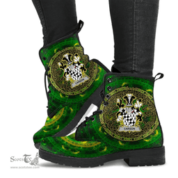 Irish Carson Coat of Arms Family Crest Ireland Leather Boots Celtic Tree Boots