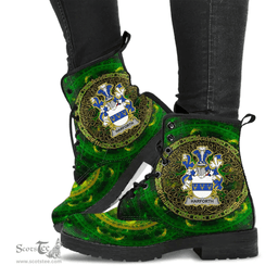 Irish Harforth Coat of Arms Family Crest Ireland Leather Boots Celtic Tree Boots
