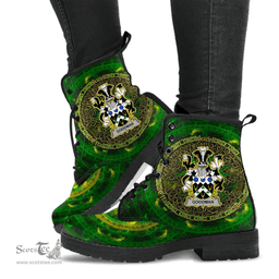 Irish Goodman Coat of Arms Family Crest Ireland Leather Boots Celtic Tree Boots