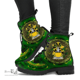 Irish Harvey or Hervey Coat of Arms Family Crest Ireland Leather Boots Celtic Tree Boots