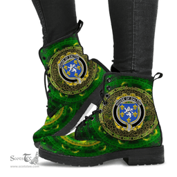 Irish House of DALTON Coat of Arms Family Crest Ireland Leather Boots Celtic Tree Boots