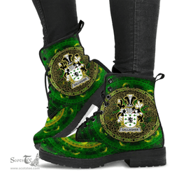 Irish Gallagher or O Gallagher Coat of Arms Family Crest Ireland Leather Boots Celtic Tree Boots