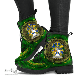 Irish Eardley Coat of Arms Family Crest Ireland Leather Boots Celtic Tree Boots