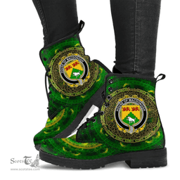 Irish House of MACDONOGH Connacht Coat of Arms Family Crest Ireland Leather Boots Celtic Tree Boots