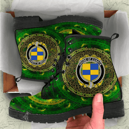 Irish House of CUSACK Coat of Arms Family Crest Ireland Leather Boots Celtic Tree Boots