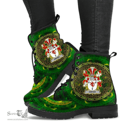 Irish Dwyer or O Dwyer Coat of Arms Family Crest Ireland Leather Boots Celtic Tree Boots