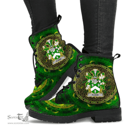 Irish Flood Coat of Arms Family Crest Ireland Leather Boots Celtic Tree Boots