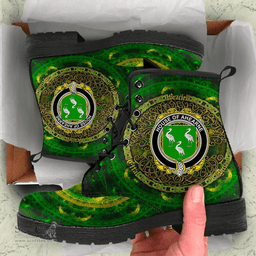 Irish House of AHEARNE Aherne Coat of Arms Family Crest Ireland Leather Boots Celtic Tree Boots