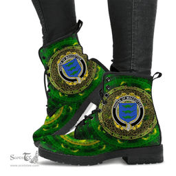 Irish House of MACCOTTER Coat of Arms Family Crest Ireland Leather Boots Celtic Tree Boots
