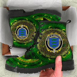 Irish House of MACCOTTER Coat of Arms Family Crest Ireland Leather Boots Celtic Tree Boots