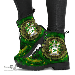 Irish Droney or O Droney Coat of Arms Family Crest Ireland Leather Boots Celtic Tree Boots