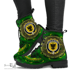 Irish House of BROWNE Coat of Arms Family Crest Ireland Leather Boots Celtic Tree Boots