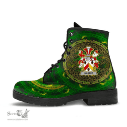 Irish Gilbert Coat of Arms Family Crest Ireland Leather Boots Celtic Tree Boots