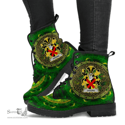 Irish Giggins Coat of Arms Family Crest Ireland Leather Boots Celtic Tree Boots
