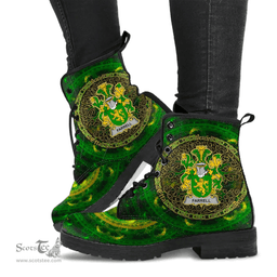 Irish Farrell or O Ferrell Coat of Arms Family Crest Ireland Leather Boots Celtic Tree Boots
