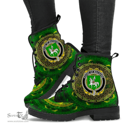 Irish House of MACGUIRE Coat of Arms Family Crest Ireland Leather Boots Celtic Tree Boots