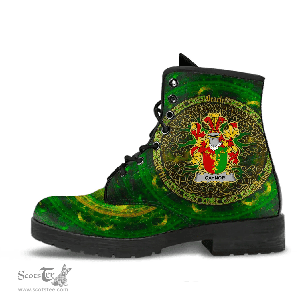 Irish Gaynor or McGaynor Coat of Arms Family Crest Ireland Leather Boots Celtic Tree Boots