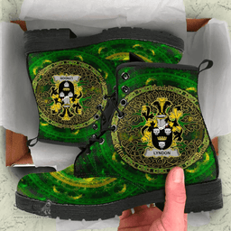 Irish Lyndon or Gindon Coat of Arms Family Crest Ireland Leather Boots Celtic Tree Boots