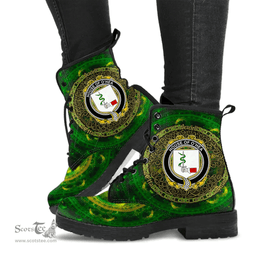 Irish House of O HEA Coat of Arms Family Crest Ireland Leather Boots Celtic Tree Boots