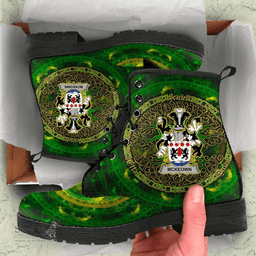 Irish McKeown Coat of Arms Family Crest Ireland Leather Boots Celtic Tree Boots