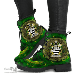 Irish Marshall Coat of Arms Family Crest Ireland Leather Boots Celtic Tree Boots