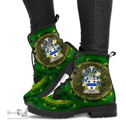Irish Hoyle or McIlhoyle Coat of Arms Family Crest Ireland Leather Boots Celtic Tree Boots