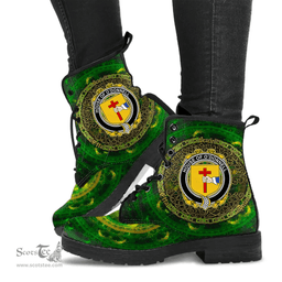 Irish House of O DONNELL Coat of Arms Family Crest Ireland Leather Boots Celtic Tree Boots