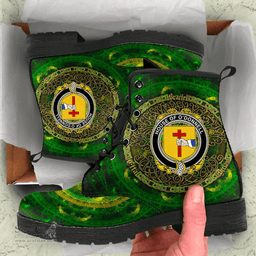 Irish House of O DONNELL Coat of Arms Family Crest Ireland Leather Boots Celtic Tree Boots