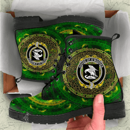 Irish House of O MADDEN Coat of Arms Family Crest Ireland Leather Boots Celtic Tree Boots