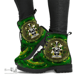 Irish Lambe Coat of Arms Family Crest Ireland Leather Boots Celtic Tree Boots