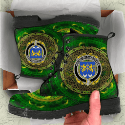 Irish House of O MEAGHER Coat of Arms Family Crest Ireland Leather Boots Celtic Tree Boots