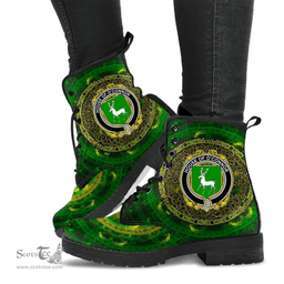 Irish House of O CONNOR Corcomroe Coat of Arms Family Crest Ireland Leather Boots Celtic Tree Boots