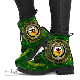 Irish House of O DALY Coat of Arms Family Crest Ireland Leather Boots Celtic Tree Boots