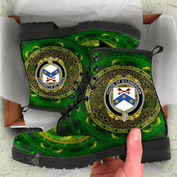 Irish House of O LONERGAN Coat of Arms Family Crest Ireland Leather Boots Celtic Tree Boots