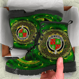 Irish House of O NAGHTEN Coat of Arms Family Crest Ireland Leather Boots Celtic Tree Boots