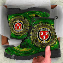 Irish House of RYAN O Mulrian Coat of Arms Family Crest Ireland Leather Boots Celtic Tree Boots