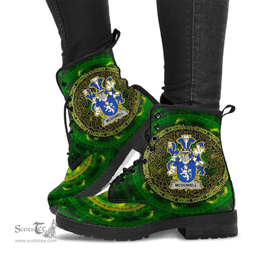 Irish McDowell Coat of Arms Family Crest Ireland Leather Boots Celtic Tree Boots