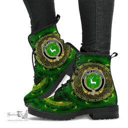 Irish House of O HENNESSY Coat of Arms Family Crest Ireland Leather Boots Celtic Tree Boots