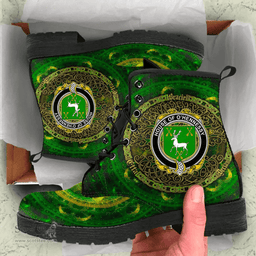 Irish House of O HENNESSY Coat of Arms Family Crest Ireland Leather Boots Celtic Tree Boots