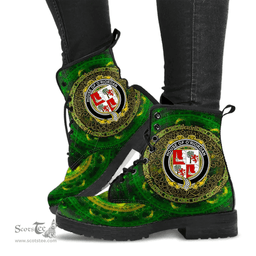Irish House of O RIORDAN Coat of Arms Family Crest Ireland Leather Boots Celtic Tree Boots