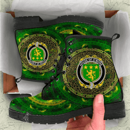 Irish House of O MORE Coat of Arms Family Crest Ireland Leather Boots Celtic Tree Boots
