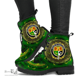 Irish House of O SULLIVAN Coat of Arms Family Crest Ireland Leather Boots Celtic Tree Boots