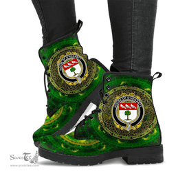 Irish House of O HEGARTY Coat of Arms Family Crest Ireland Leather Boots Celtic Tree Boots