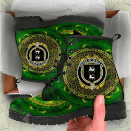 Irish House of O NEILAN Coat of Arms Family Crest Ireland Leather Boots Celtic Tree Boots